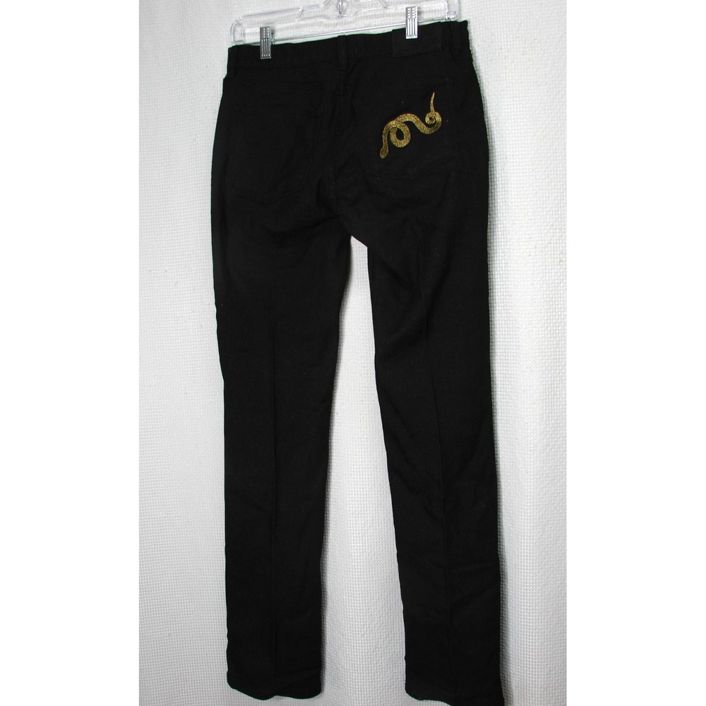 Vtg LRL Ralph Lauren Embroidered Snake Black Jeans Metallic Thread Womens 4